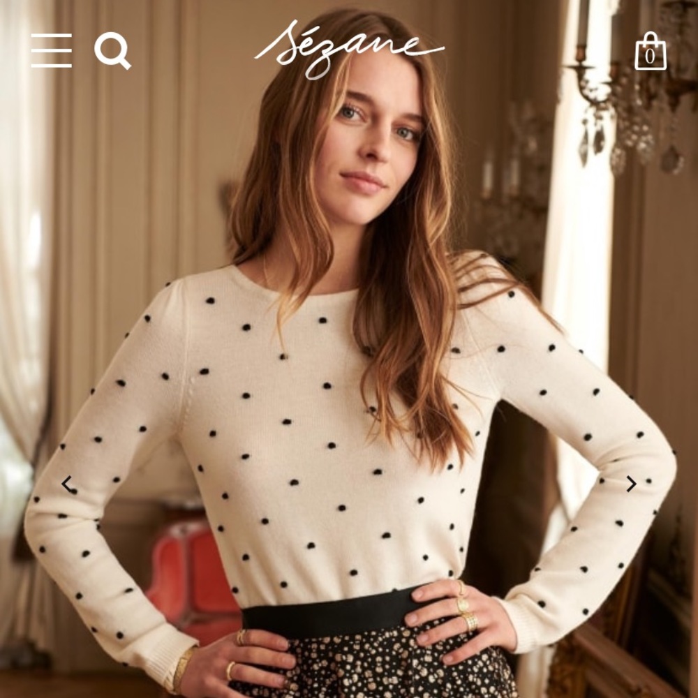 Sezane Hans Sweater Ecru/Black XS